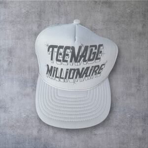 Vtg Teenage Millionaire Trucker Hat White Light Gray Cameo Headwear Y2K RARE